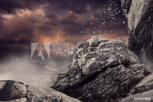 Picture of Rock crashing down from cliff